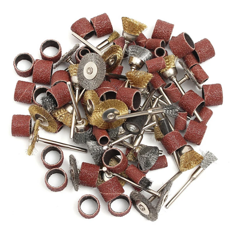 98pcs/set  Brass Steel Wire Brushes Polishing Wheels Sand Drum kit for Rotary Tool