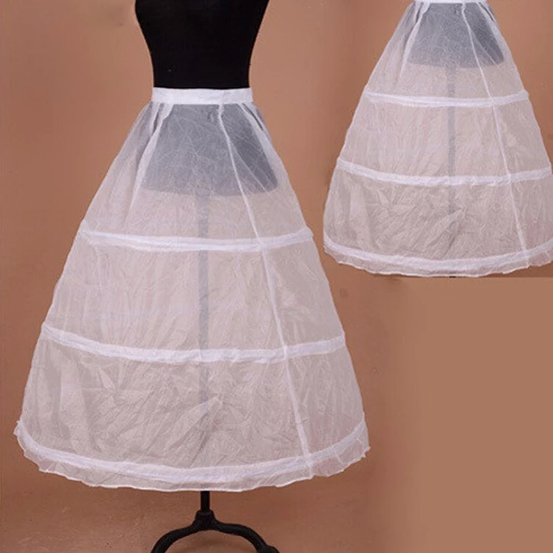 Эластичная талия 3-Hoops мяч Нижняя юбка для свадебного платья Белый дешевый подъюбник невесты