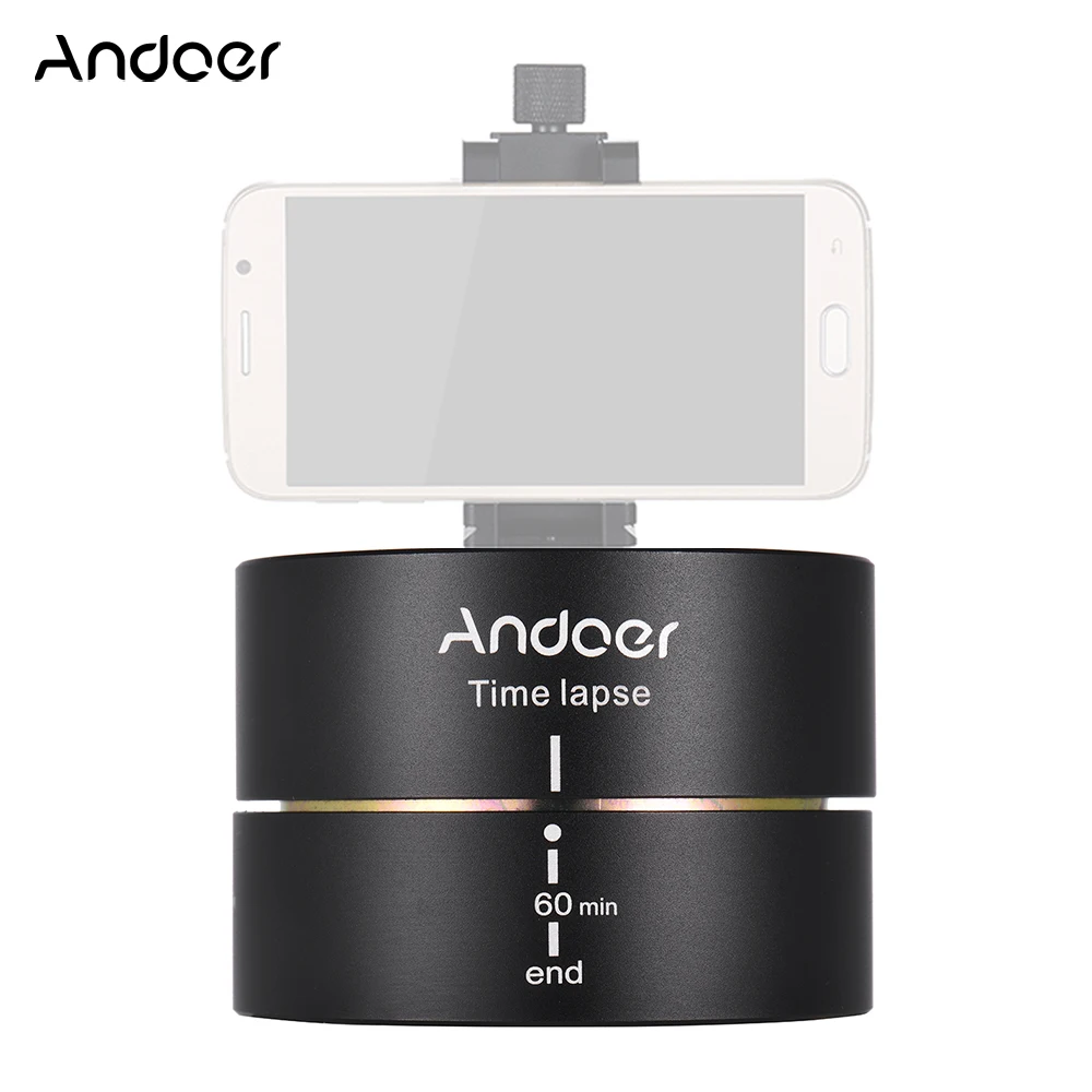 Andoer 60 Minutes Time Lapse Stabilizer Tripod Head 360 Degrees Panning Rotating for Gopro DSLR
