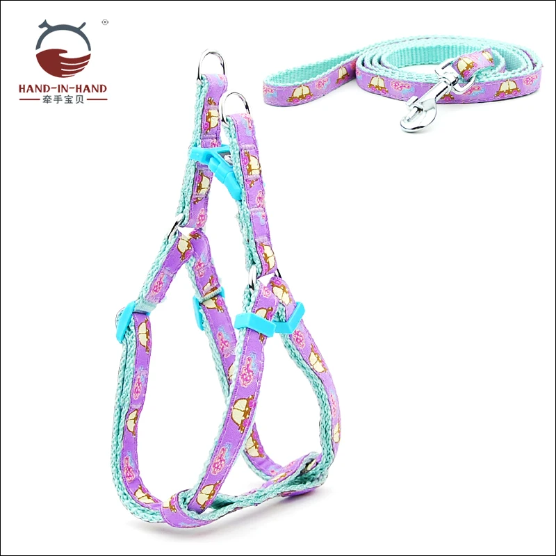 

Dog Cat Harness Small Medium Dog Pet Product Nylon Flora Car Bird Embroidered harness and leash set for 1.0 cm