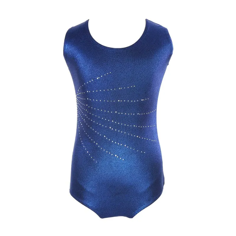 Girls Gymnastics Dance Wear Sleeveless Diamond Highlights Bodysuit Ballet Dance Practice Clothes