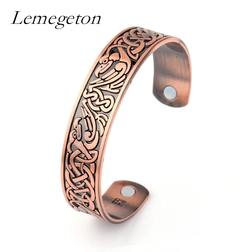 

Lemegeton Copper Unisex's Health Therapeutic Phoenix Pattern Charm Jewelry for Bracelets Fashion Ethnic Magnetic Cuff Bangles