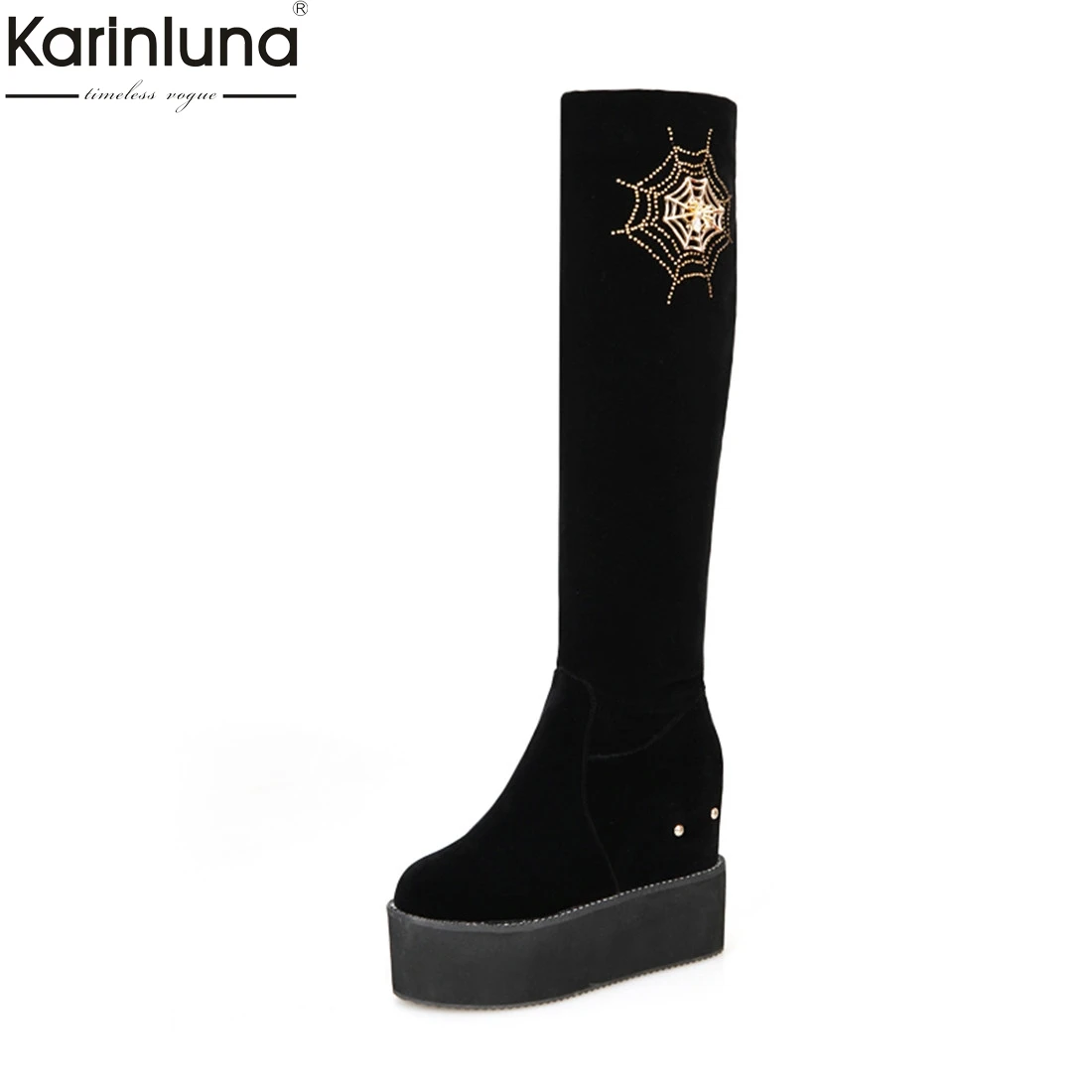 

KarinLuna Large Size 34-44 Autumn Winter Boots Female Platform Sexy Knee High Boots Woman Shoes Party Wedding Shoes Woman