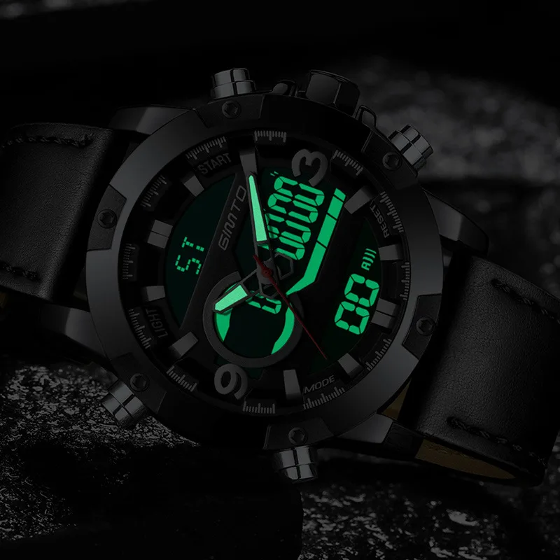 Роскошные GIMTO бренд Для мужчин спортивные часы Dual Time двойной ход t светодиодный