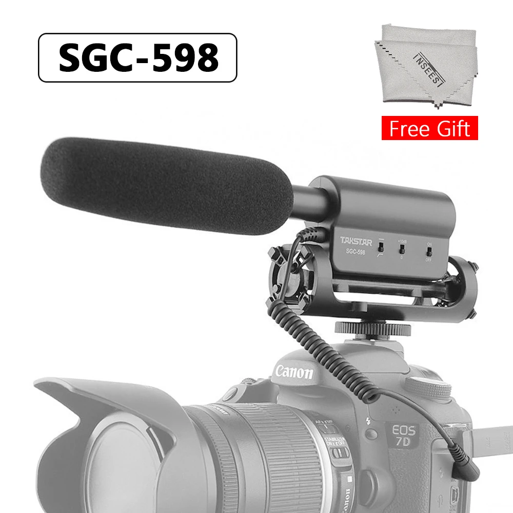 Takstar SGC 598 видео микрофон камера интервью запись Vlog для DSLR камеры Nikon Canon конденсаторный микрофон|Аксессуары