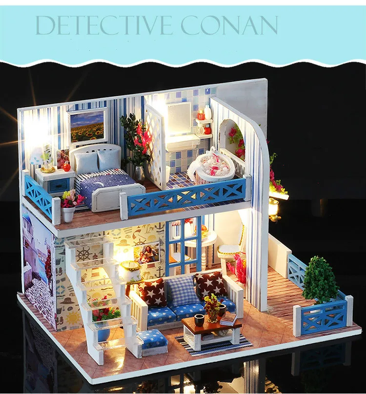DIY Seaview маленький дом модель здания 3D головоломка Деревянный кукольный домик ранняя развивающая головоломка, игрушка дом Хелен подарок для