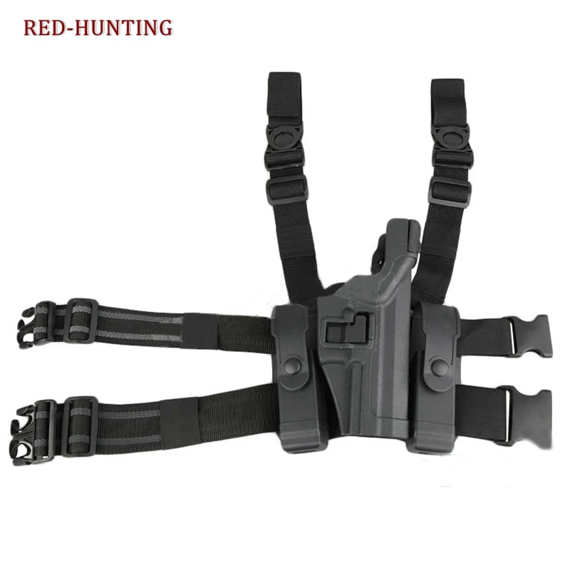 

Tactical Heavy Duty Drop Leg Right Thigh Pistol Holster Magazine Torch Pouch for HK USP