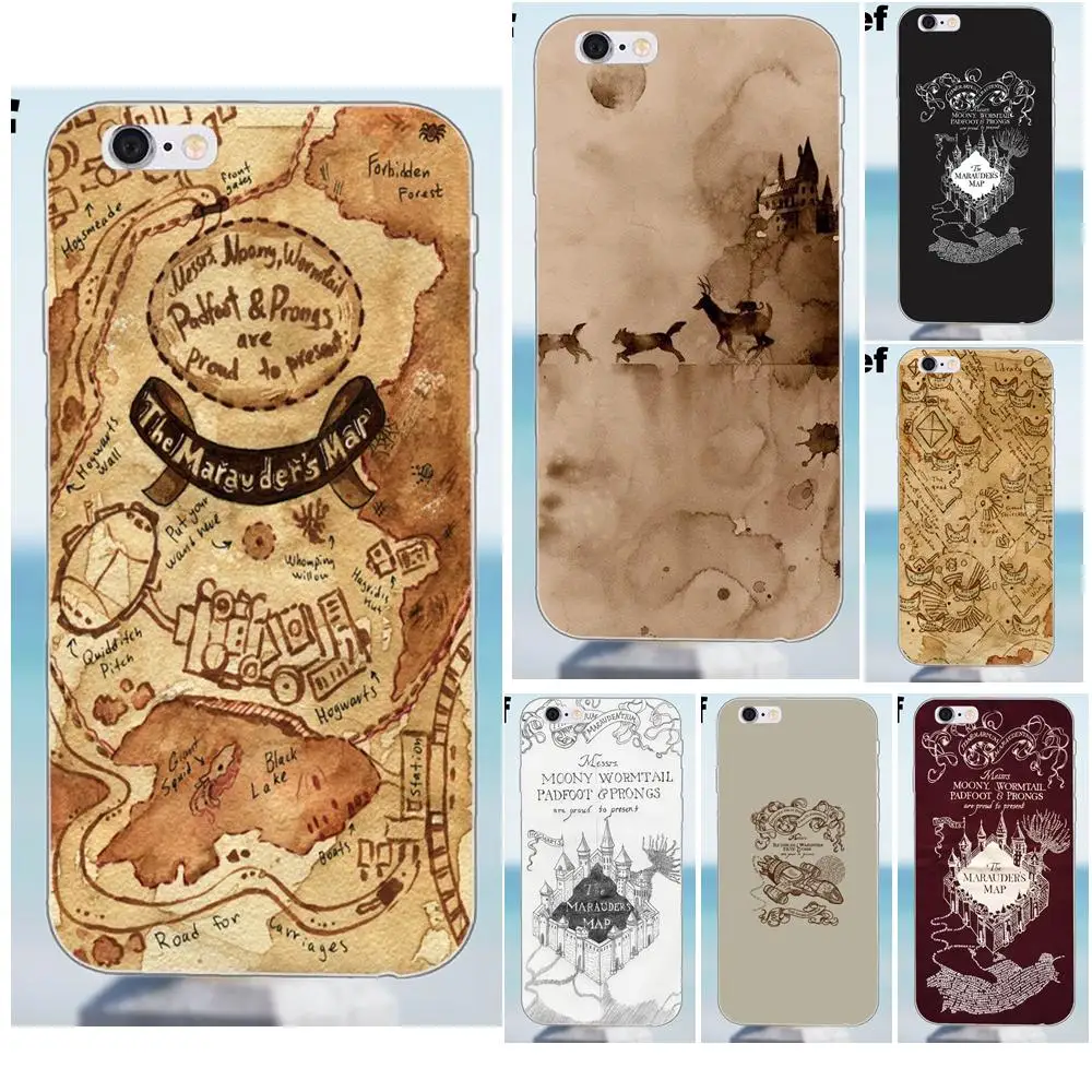 Suef Marauders карта для iPhone 4 4S 5 5S 5C SE 6 6S 7 8 Plus X Samsung Galaxy A3 A5 J1 J3 J5 J7 2016 2017 TPU чехлы