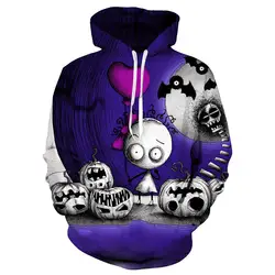 3D толстовки череп печати Толстовка Harajuku унисекс хип хоп пуловеры для Хэллоуина с длинным рукавом шляпа спортивный костюм Прямая поставка