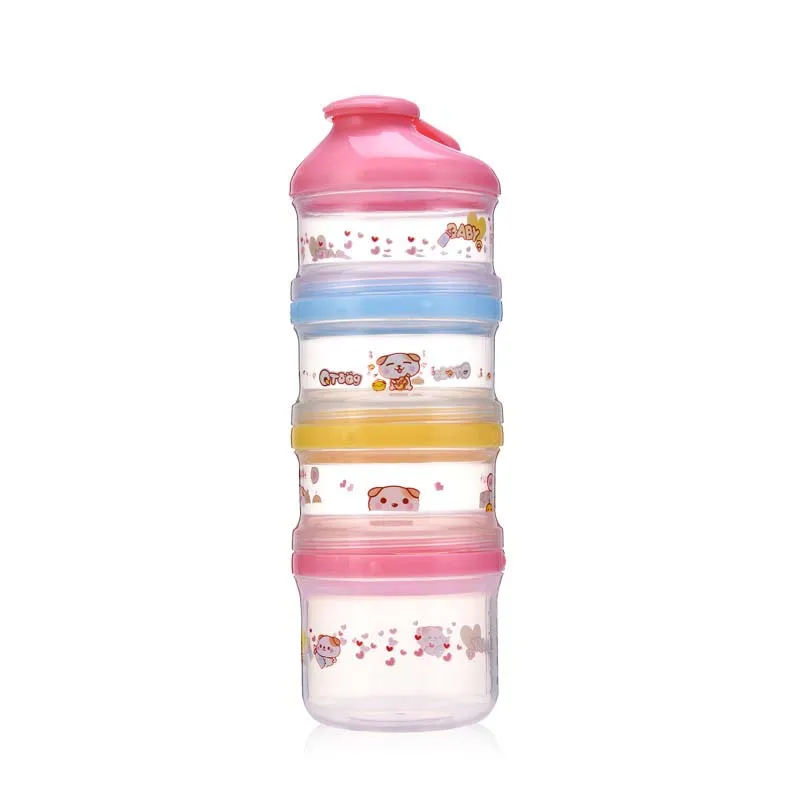 4-Слои Портативный детский контейнер для сухого молока детский закуска конфеты контейнер для хранения еды коробка удобно для маленьких детей на открытом воздухе Применение - Цвет: Babei Pink Cover