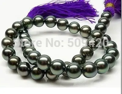 

~~ Free Shipping >>perfect AAA 10-11mm tahitian black green PEARL NECKLACE 18''