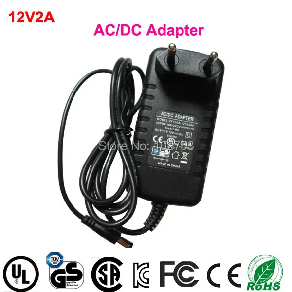 

24W 12 volt ac adapter, 2a dc power supply 1pcs free shipping 100% new certified Wall mounted eu plug charger AC220V transformer