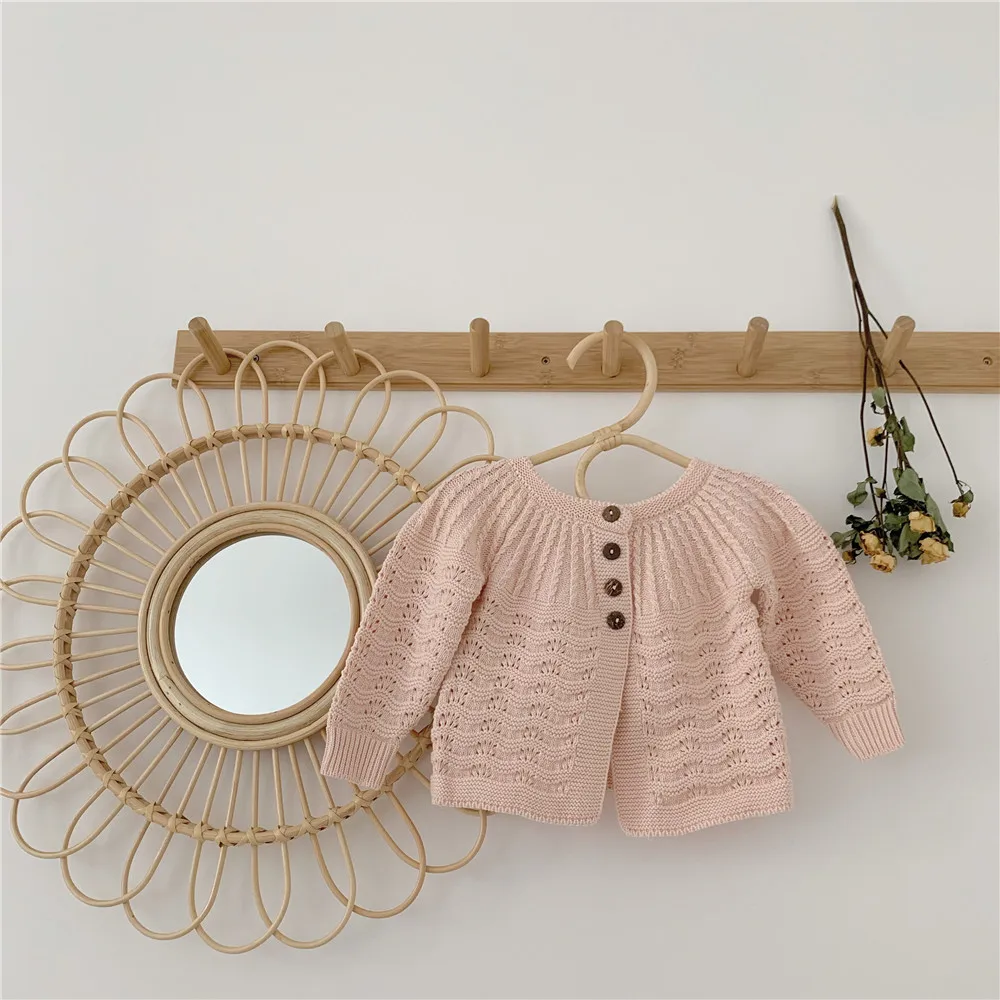 Вязаный свитер для новорожденных; кардиган для маленьких девочек; рубашка принцессы с длинными рукавами; куртка; свитер для маленьких девочек