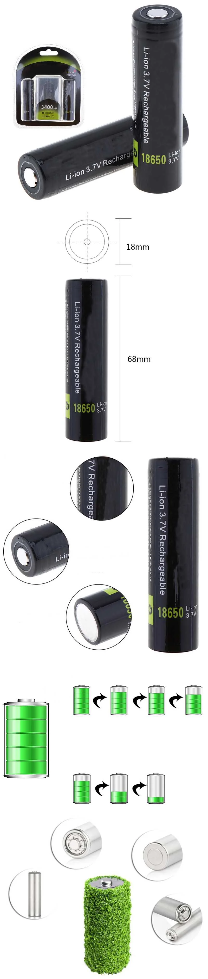 2 шт Soshine 3,7 v 3400mah 18650 батарея с защитой от высокоразрядного литий-ионного литиевого аккумулятора+ коробка для Светодиодный светильник для вспышки