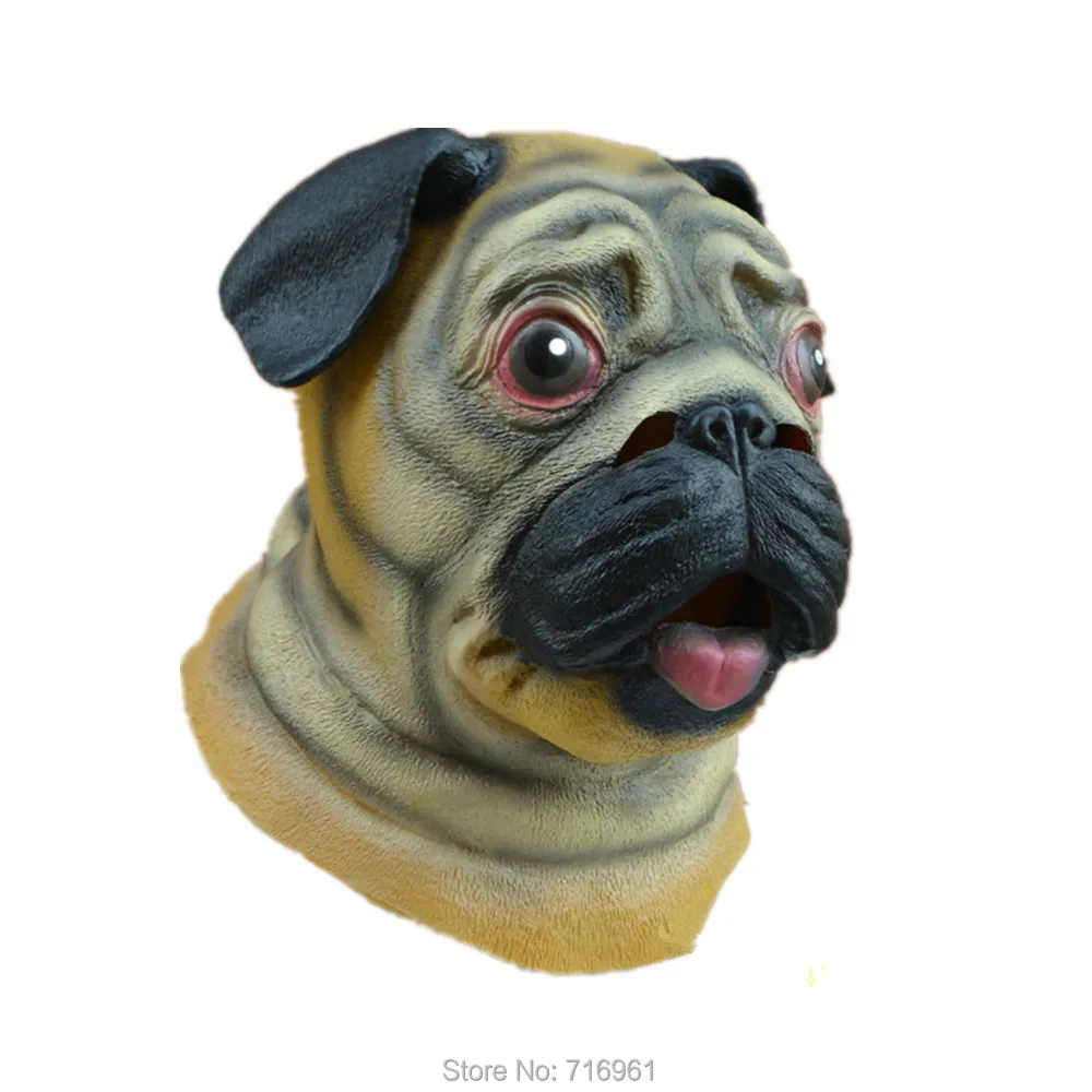 Жуткий вечерние Deluxe Новинка Хеллоуин костюм животных маска Мопса|pug mask|halloween costumes
