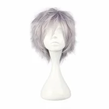 MCOSER 35 см синтетический короткий серый Косплей Костюм парик Высокая температура волокна волос