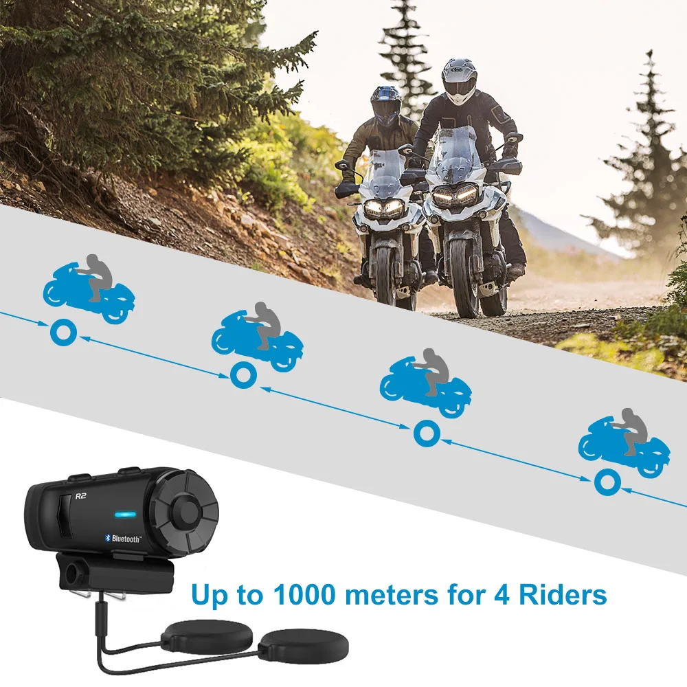 Airide R2 мотоциклетный шлем гарнитура 4 Rider Group Talk 1000 м Bluetooth Мото домофон Голосовая