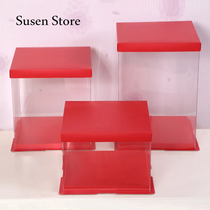 2018 Red Cake Box Simple Transparent Gift Boxes 4 16 inches big size
