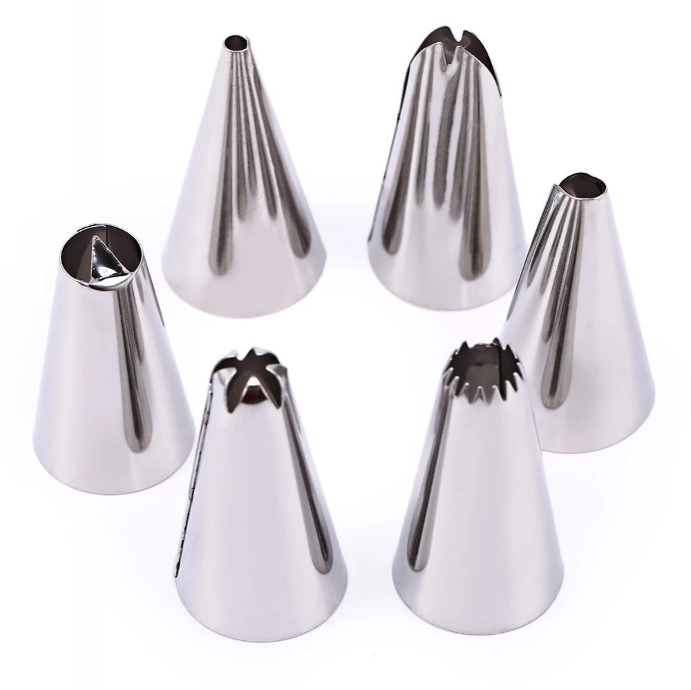 6PCS Stainless Steel Cake Nozzles Bakeware Sets With Silicone Icing