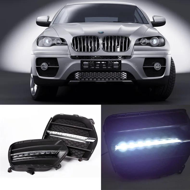 

Brand New Updated LED Daytime Running Lights DRL With Black Fog Light Cover For BMW X6 2011-2012