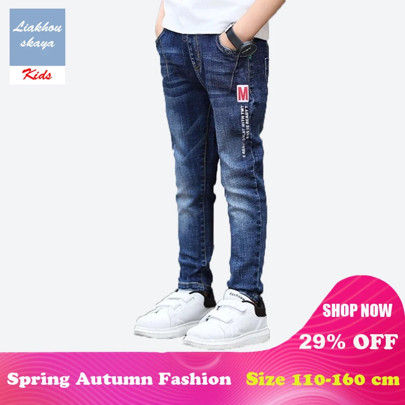 

Liakhouskaya Brand Teenagers Denim Pants 2019 Fahison Children Spring Autumn Kids Warm Jeans 7/8 Ripped Jeans For Boys Clothes