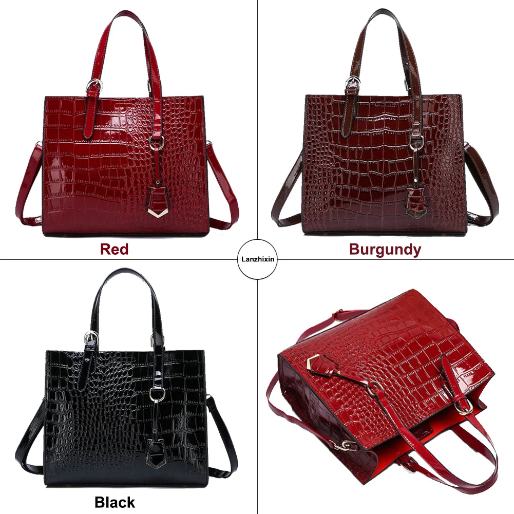 Le Spalla Top Donne Dell'unità burgundy A Femminile Borse Del Di Elaborazione Casual Tote All'ingrosso Commercio Per Bags Cuoio Black Bags Tracolla Coccodrillo Delle Signore Dell'annata handle red Bags fIrwrTt