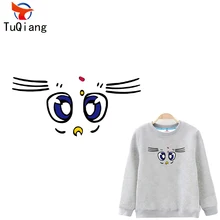 

Moonlight girl cute expression Patches For Fashion Clothes Stickers Iron On Patches Washable Heat Press Appliqued 20*9.3CM