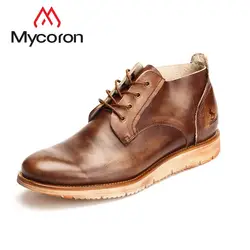 MYCORON/2018 Новые мужские ботинки, модные мужские ботильоны, модные брендовые зимние мужские ботинки, кожаная мужская повседневная обувь, Bota