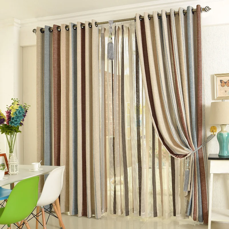 2014 quality linen living room striped multi color vertical striped