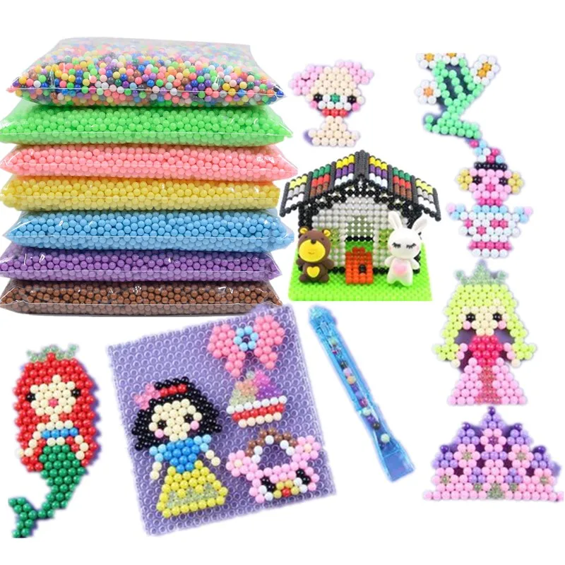 

34 Colors 500 pcs 5mm Selling DIY 3d Puzzles Toy Water mist magic beansGift Puzzle Learn Kids Toys educational toys gifts