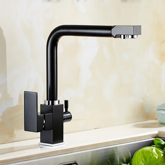 Special Offers Free Shipping brass material 360 degree black kitchen faucet sink faucet with waterpurifier luxury direct drink faucet