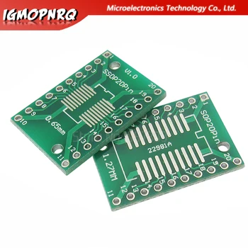 

10pcs SOP20 SSOP20 TSSOP20 To DIP20 Pitch 0.65/1.27mm IC Adapter PCB Board