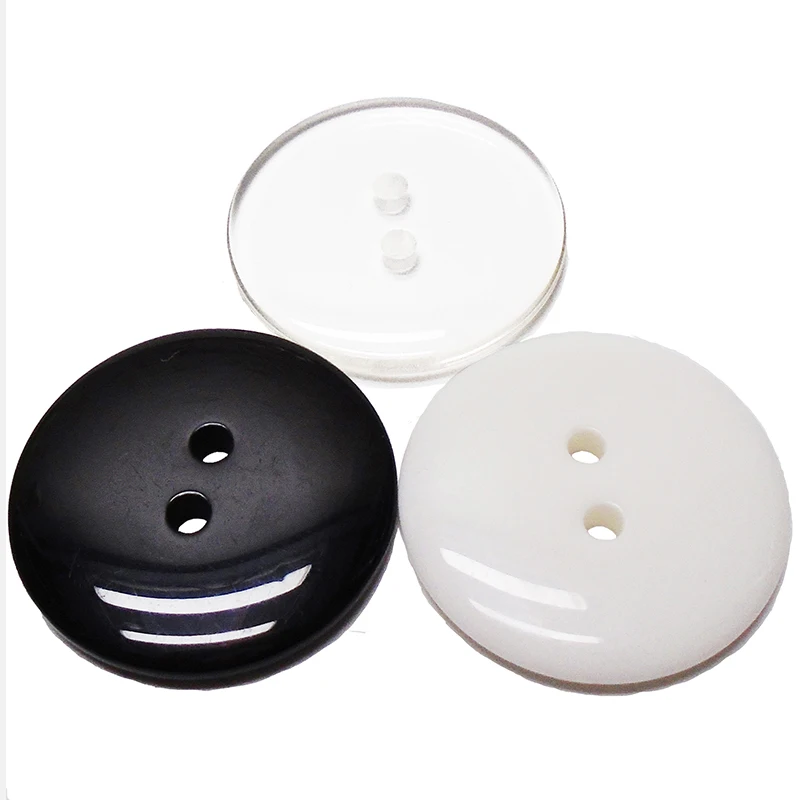 

100PCs 8-18mm Glaze Round Glass Lucency Resin Buttons White Black Sewing Scrapbooking For Wedding Women Garments Handmade 2 Hole