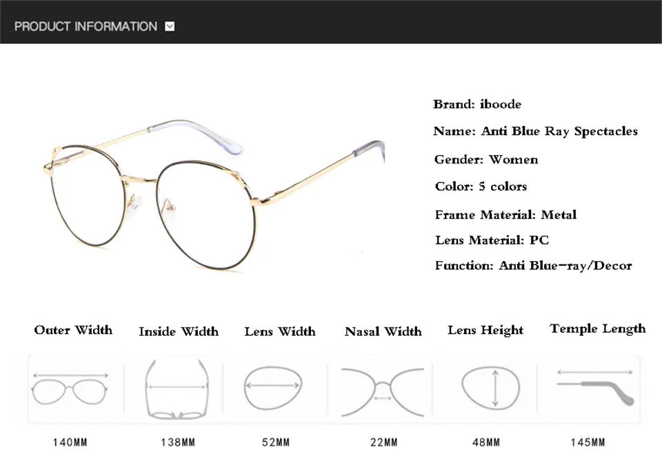 Iboode, новинка, кошачий глаз, очки для близорукости, для женщин и мужчин, Короткие очки для близоруких глаз, синий светильник, очки, диоптрия-1,0~ 4,0