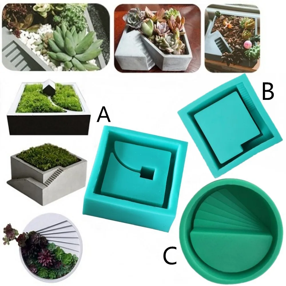 Concrete Mold Moss Small House Muti-meat Flower Planter Mould Aromatherapy Plaster Candlestick Silicone Mold Home Decoration