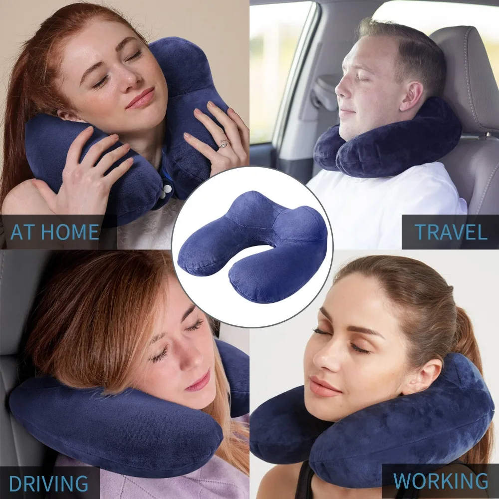 SKL lightweight Inflatable Neck Pillow with Free Extra Eye Mask Earplugs and Carrying Bag For Traveling Planes Train Cars Office SKL lightweight Inflatable Neck Pillow with Free Extra Eye Mask Earplugs and Carrying Bag For Traveling Planes Train Cars Office