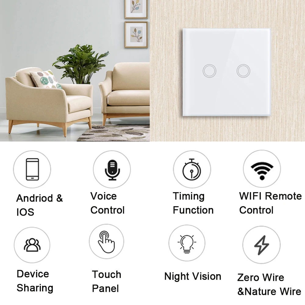ЕС панель 86*86 см Wi Fi приложение/сенсорный управление беспроводной выключатель