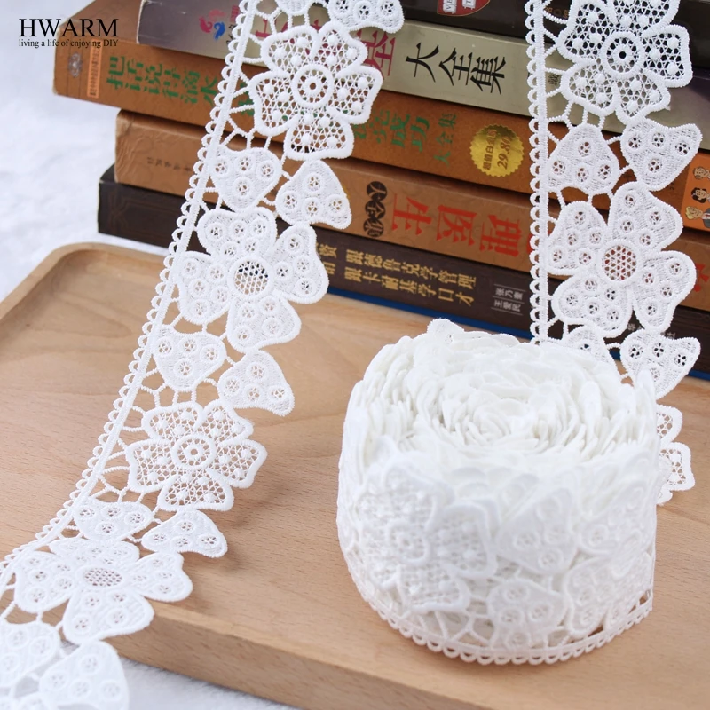 

white african lace fabric ribbon wedding decoration trim DIY 10yard Milk lace new watersoluble lacefabric curtain skirt accessor