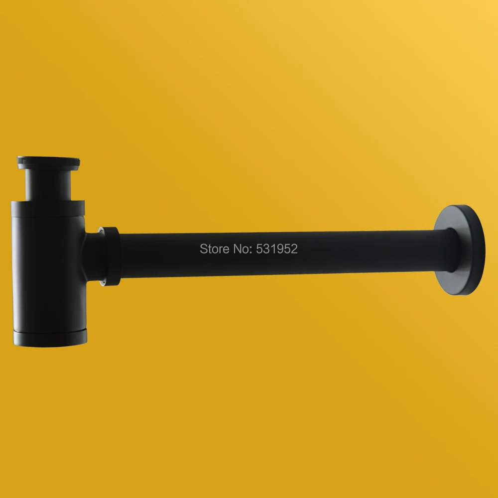 Matte Black Brass Basin Bottle Plumbing P Trap Euro Wash Pipe Waste
