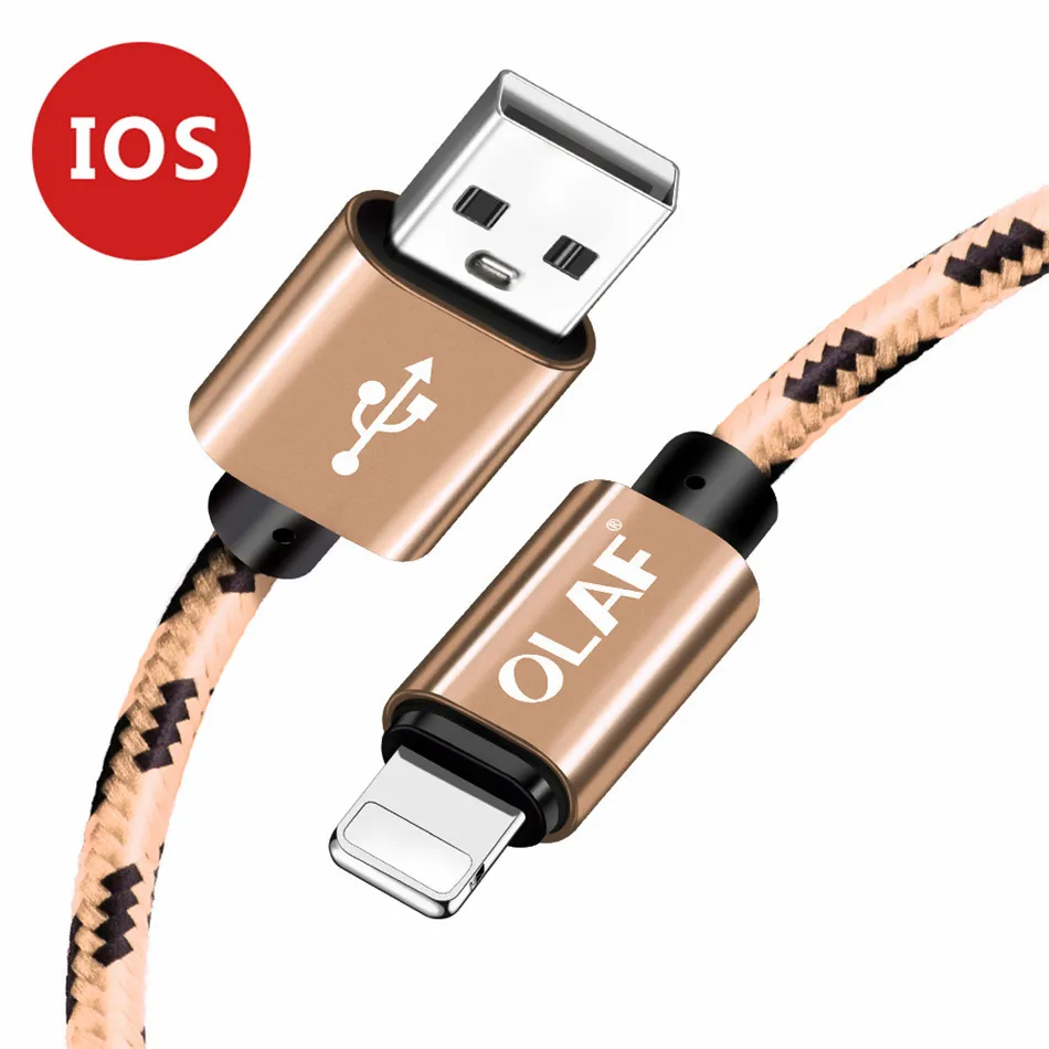 Олаф Micro USB кабель 2.1A Быстрая зарядка и синхронизация данных кабели для samsung нейлоновая оплетка type-C USB C кабель для huawei mate 20 Pro - Цвет: Gold For iPhone