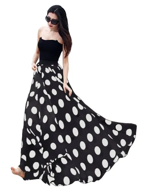 Настраиваемая Женская мода размера плюс 3XS-10XL шифоновая юбка в горошек с высокой талией летняя стильная длинная юбка макси черная/белая