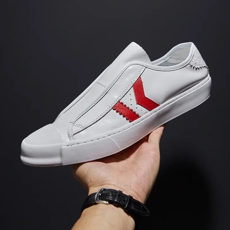 

breathable sneaker fashion men casual shoes Genuine Leather man summer breathable youth lazy leisure British retro cowhide