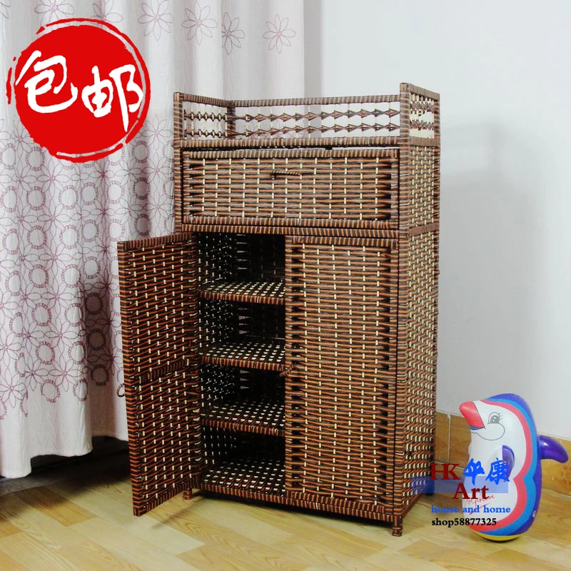 IKEA pastoral rattan straw shoe lockers shoe storage multi