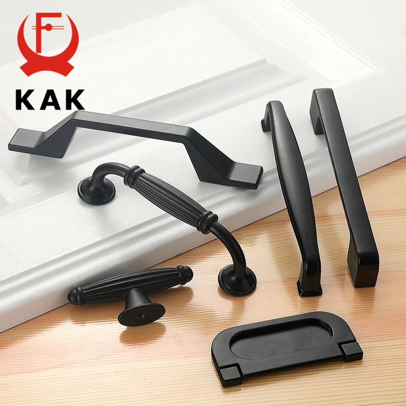 KAK 10 шт. черный шкаф в американском стиле, ручки из цельного алюминиевого сплава, кухонный шкаф, ручки для выдвижных ящиков, оборудование для обработки мебели