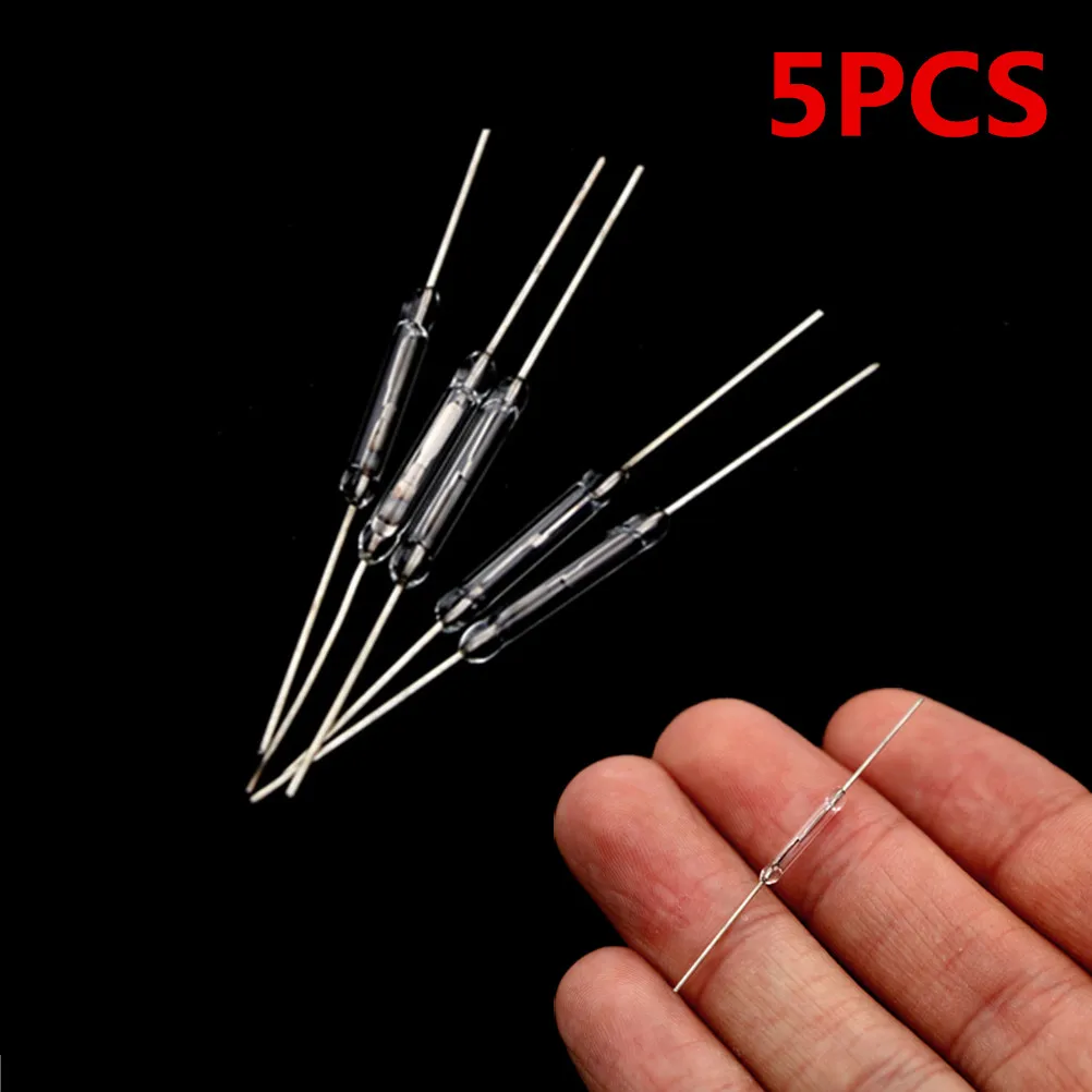 5 Pcs  2 x 14mm MKA-14103 Gold Tone Leads Glass N/O SPST Reed Switches 10-15AT DC