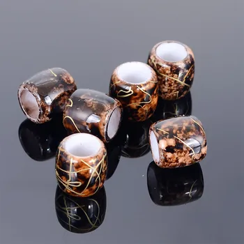 

Miasol New Arrival 100 Pcs/Lot 11MM Golden Drawing Acrylic Spacer Loose Large Hole Charm Beads For Diy Jewelry Making