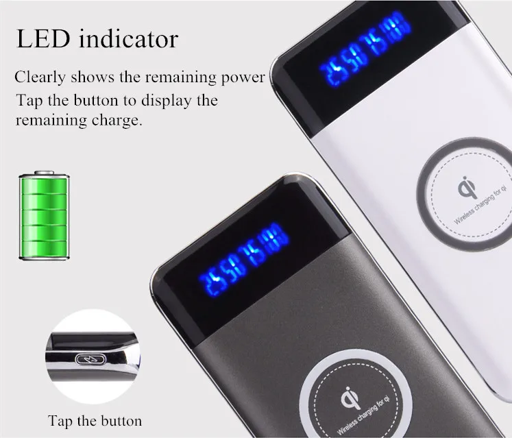 Wireless Charger Power Bank 10000mAh Portable Mobile Phone Charger 2 usb Fast Wireless Charging Powerbank for Samsung S9 Note 8