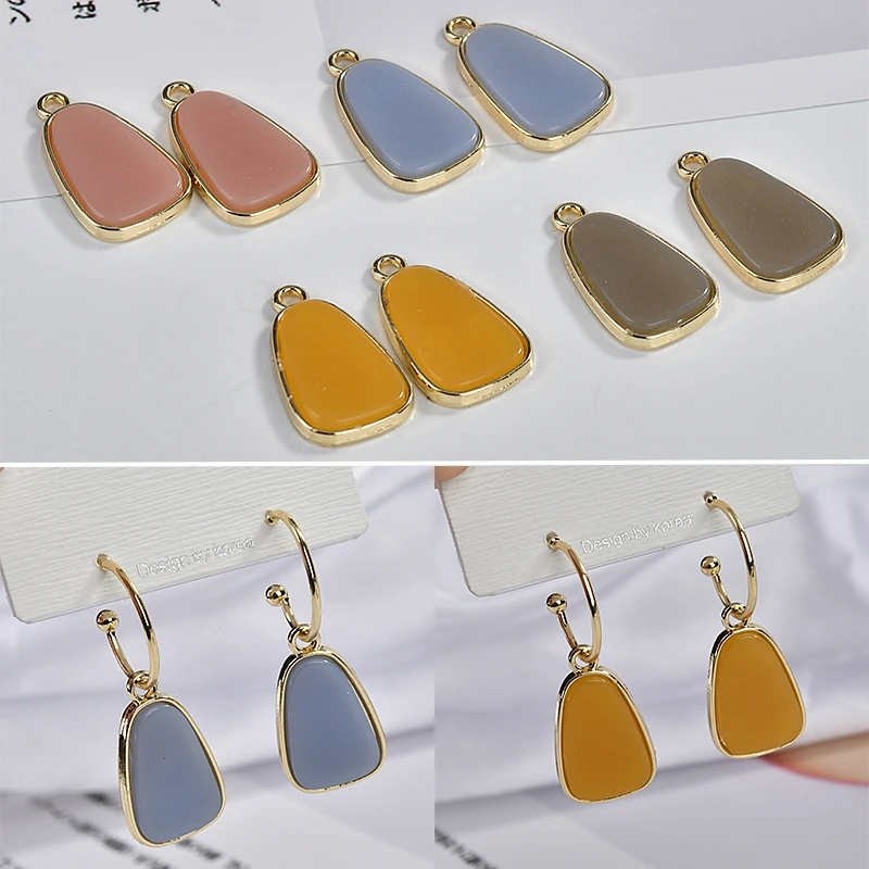 

Spring and summer Alloy resin sweet jelly-colored trapezoid pendant DIY earring material accessories