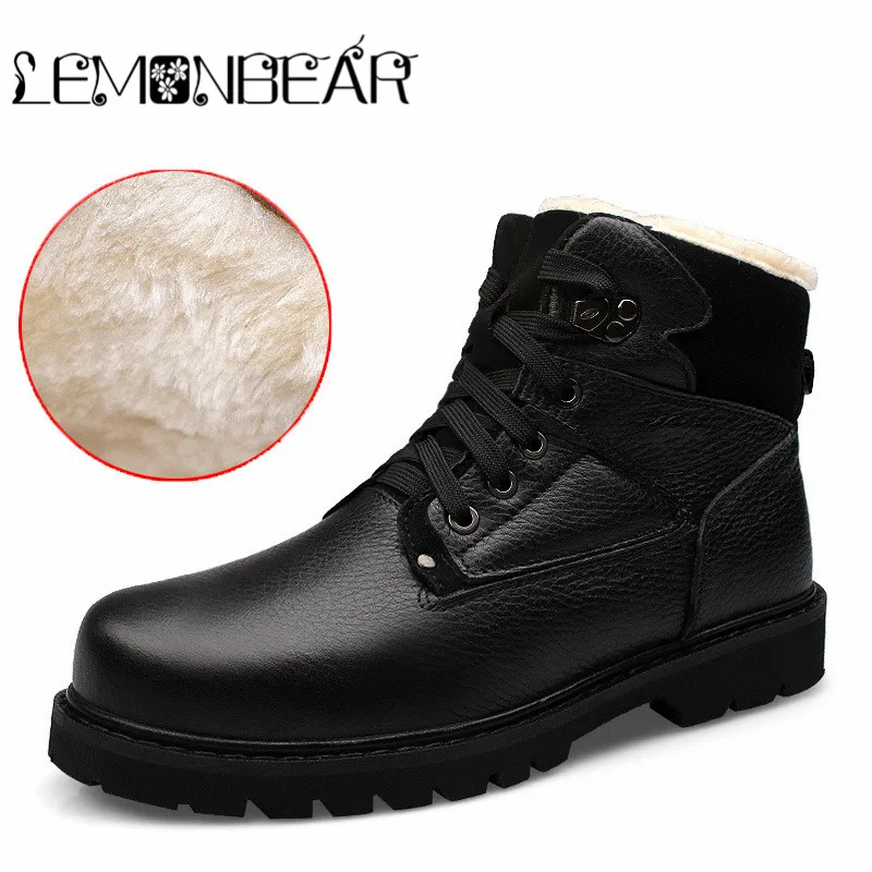 

Genuine Leather Men Boots Autumn Winter Ankle Boot Men's Snow Shoe Waterproof Work Combat Boots Military Boots Plus Size 37-48