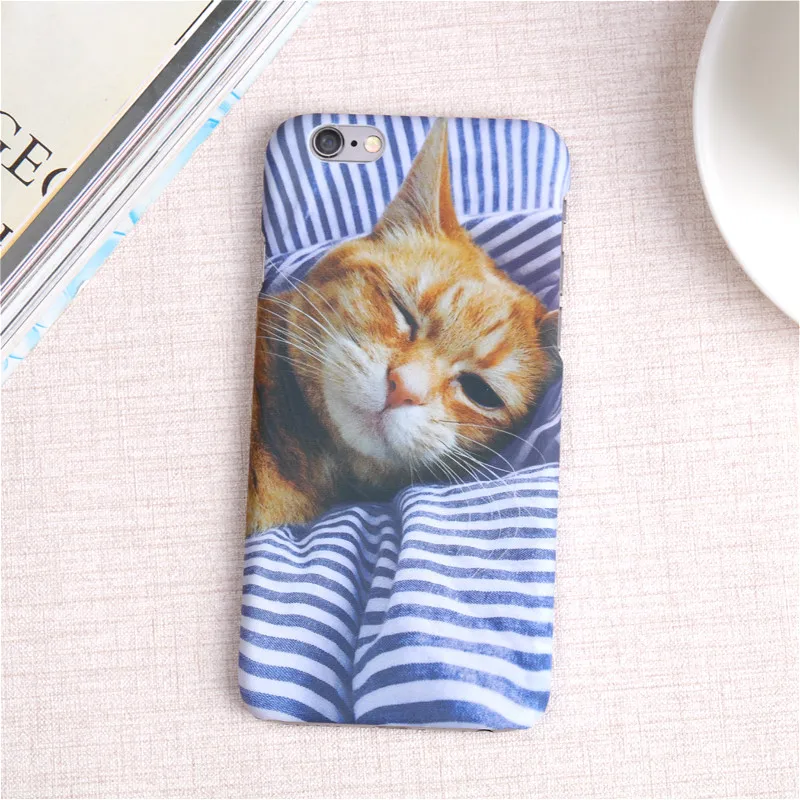 Модные с милым рисунком кота Жесткий Матовая Пластик ультра тонкий Coque чехол для